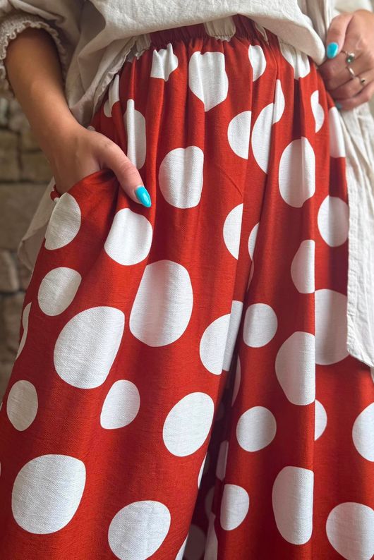Basso Big Dot Balloon Cuff Pant Rust & White